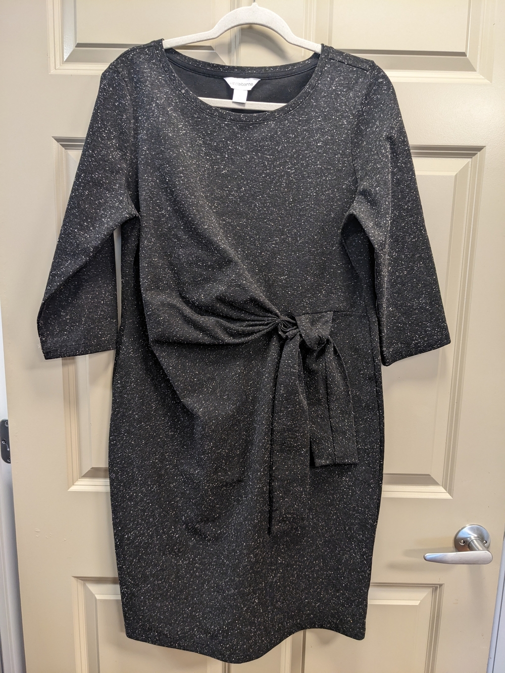 Liz Claiborne Charcoal Tweed Faux Wrap Sheath Dress - Size Large